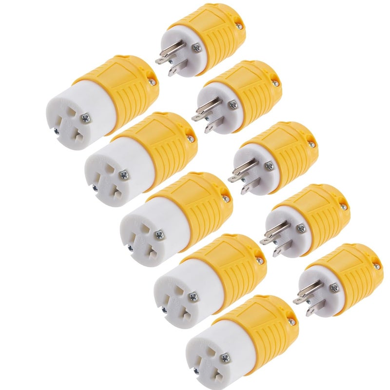 Suplevel 20 Amp 125 Volt Electrical Replacement Plug and Connector, NEMA 5-20 Extension Cord Ends, 2 Pole, 3 Wire Grounding, Industrial Grade, Straight Blade, Heavy Duty, 5 Set, ETL Listed - Image 1